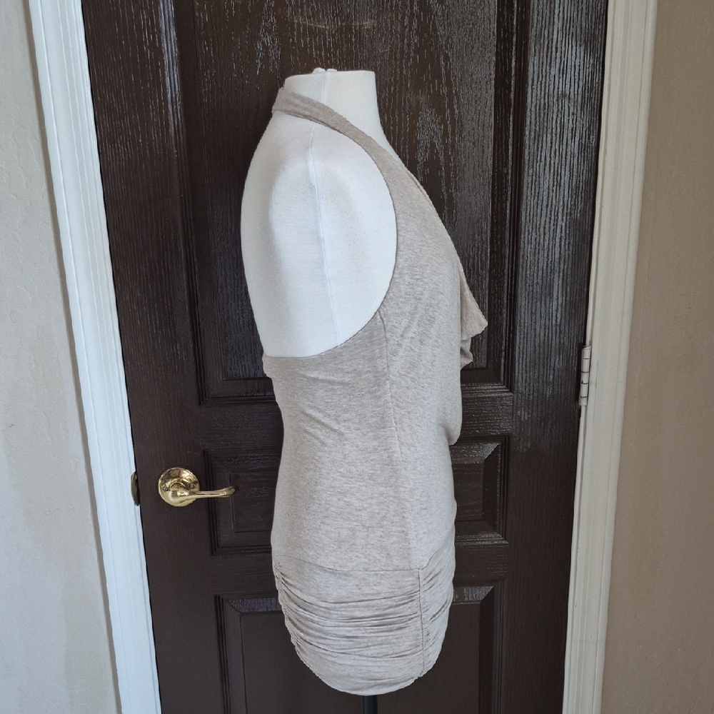 Sky Beige Halter Dress with Gold Accent - Picture 5 of 10